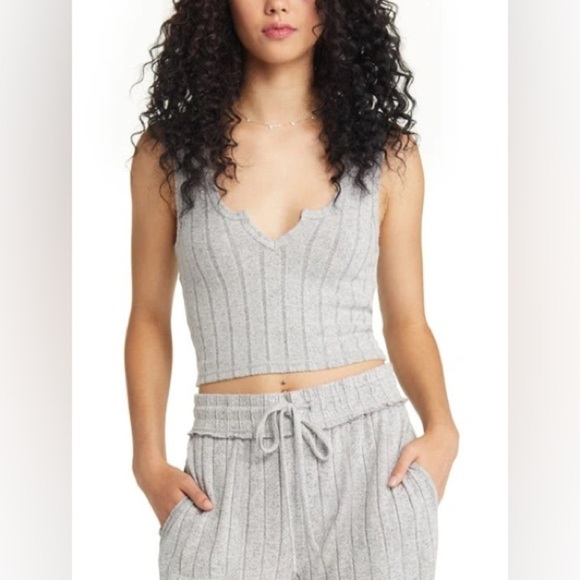 bp Tops - NWT Nordstrom BP Cozy Rib Crop Tank - XL - Gray Pearl Marl